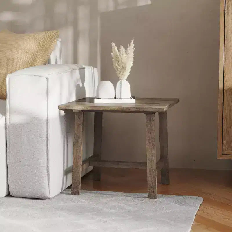 Tavolino Rustico in Legno Massello, Design a Cavalletto con Struttura a X, Capacità 136 kg