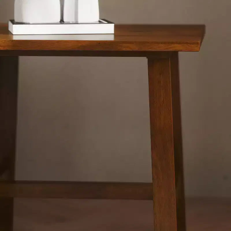 Tavolino Rustico in Legno Massello, Design a Cavalletto con Struttura a X, Capacità 136 kg