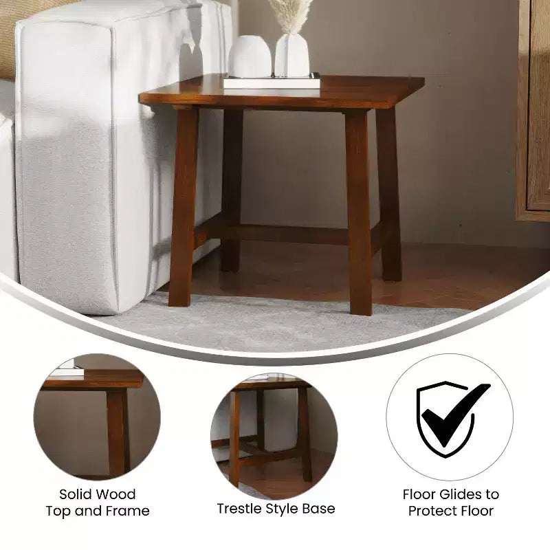 Tavolino Rustico in Legno Massello, Design a Cavalletto con Struttura a X, Capacità 136 kg