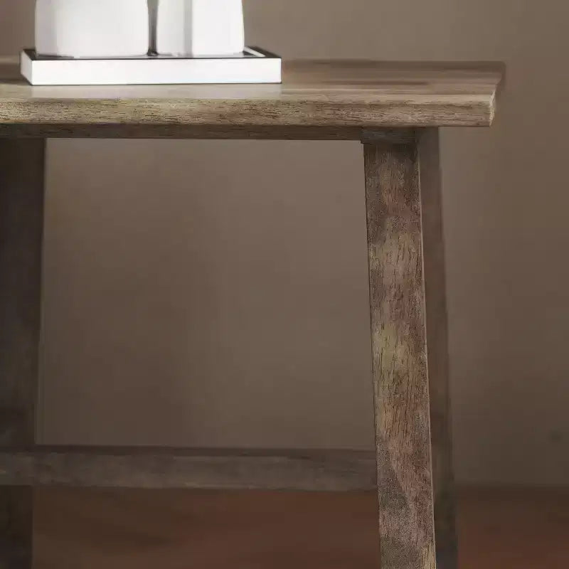 Tavolino Rustico in Legno Massello, Design a Cavalletto con Struttura a X, Capacità 136 kg