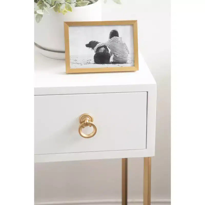 Tavolino Glamour con Cassetto, Blu Navy, 29,8 cm L x 76,2 cm H, Tavolino Salvaspazio