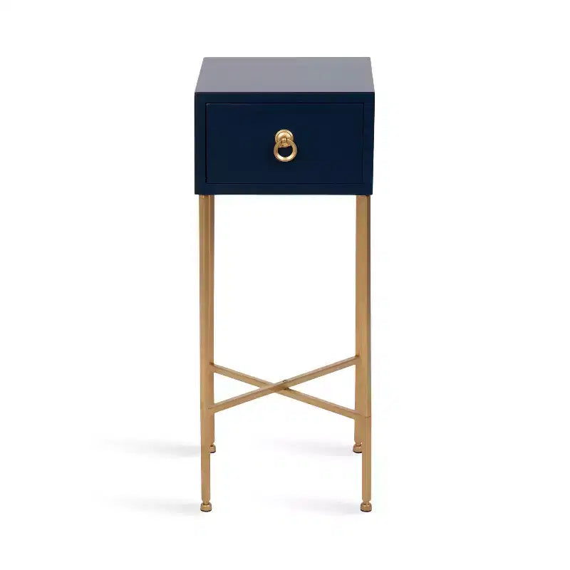 Tavolino Glamour con Cassetto, Blu Navy, 29,8 cm L x 76,2 cm H, Tavolino Salvaspazio