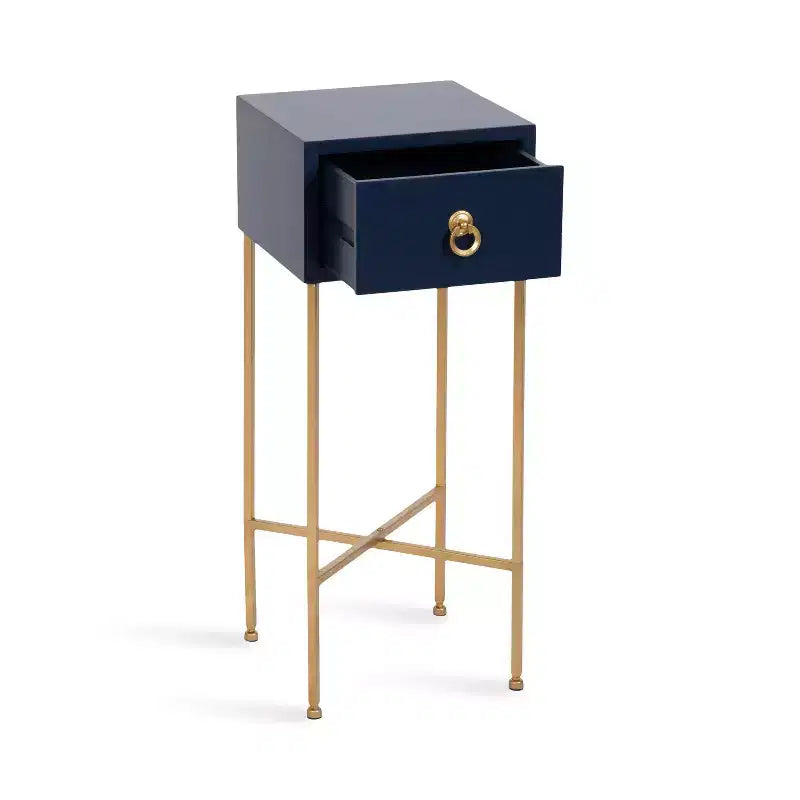 Tavolino Glamour con Cassetto, Blu Navy, 29,8 cm L x 76,2 cm H, Tavolino Salvaspazio