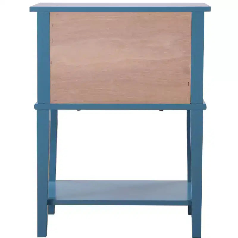 Comodino a 2 cassetti con ripiano aperto, giunzioni a coda di rondine, ferramenta in nichel, 56 cm L x 71 cm H