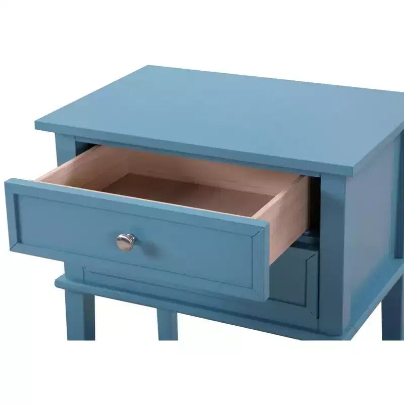 Comodino a 2 cassetti con ripiano aperto, giunzioni a coda di rondine, ferramenta in nichel, 56 cm L x 71 cm H