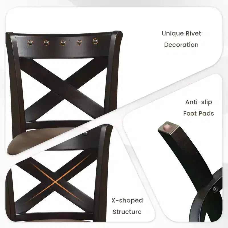 Sgabello da bancone girevole 26" in similpelle con schienale medio, gambe in legno di caucciù e poggiapiedi, capacità 161 kg