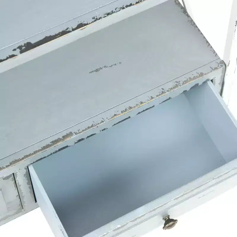 Consolle da fattoria con cassetto e ripiano aperto, pino anticato, capacità 22,6 kg
