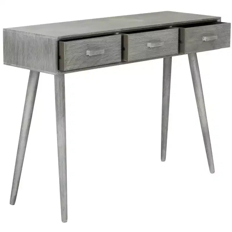 Consolle Mid-Century 3 cassetti, telaio in pino bianco anticato, capacità 22,7 kg