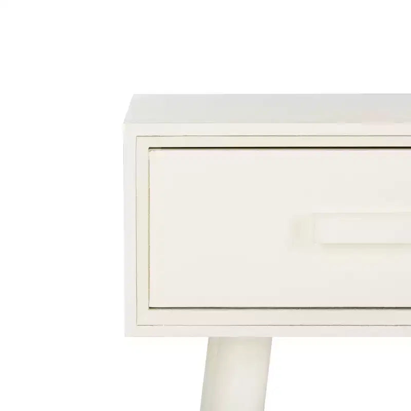 Consolle Mid-Century 3 cassetti, telaio in pino bianco anticato, capacità 22,7 kg