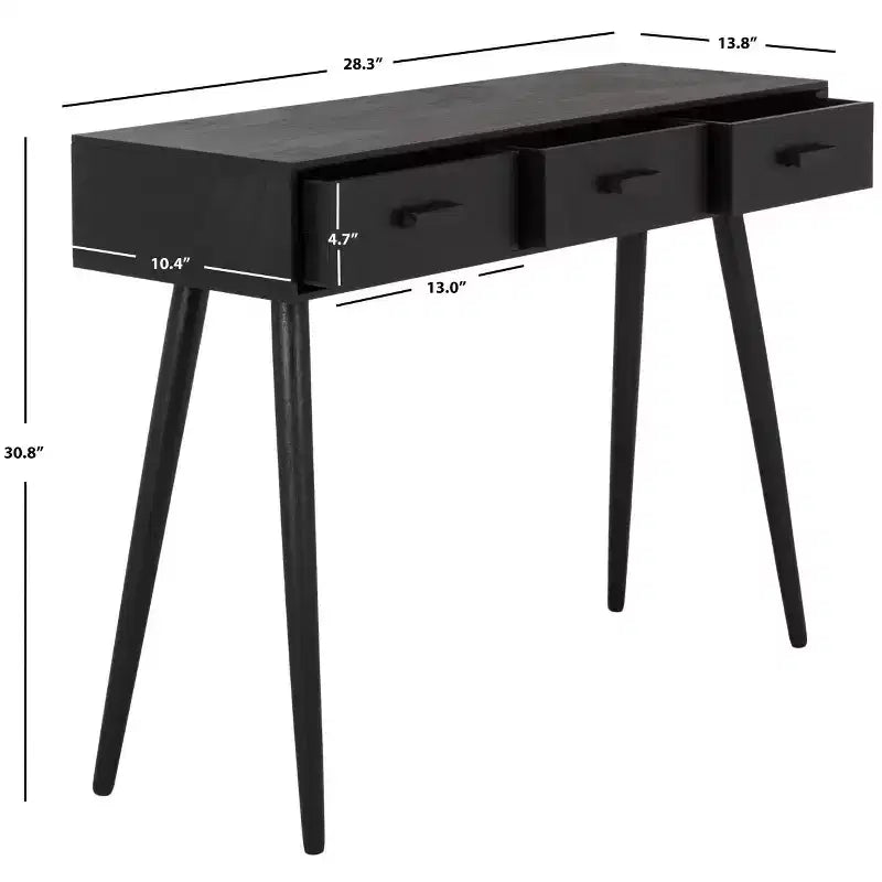Consolle Mid-Century 3 cassetti, telaio in pino bianco anticato, capacità 22,7 kg