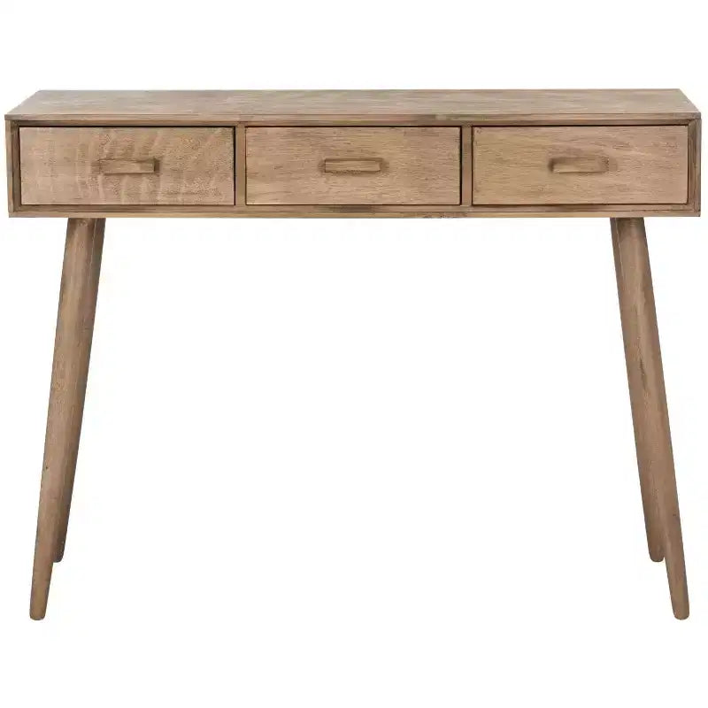 Consolle Mid-Century 3 cassetti, telaio in pino bianco anticato, capacità 22,7 kg
