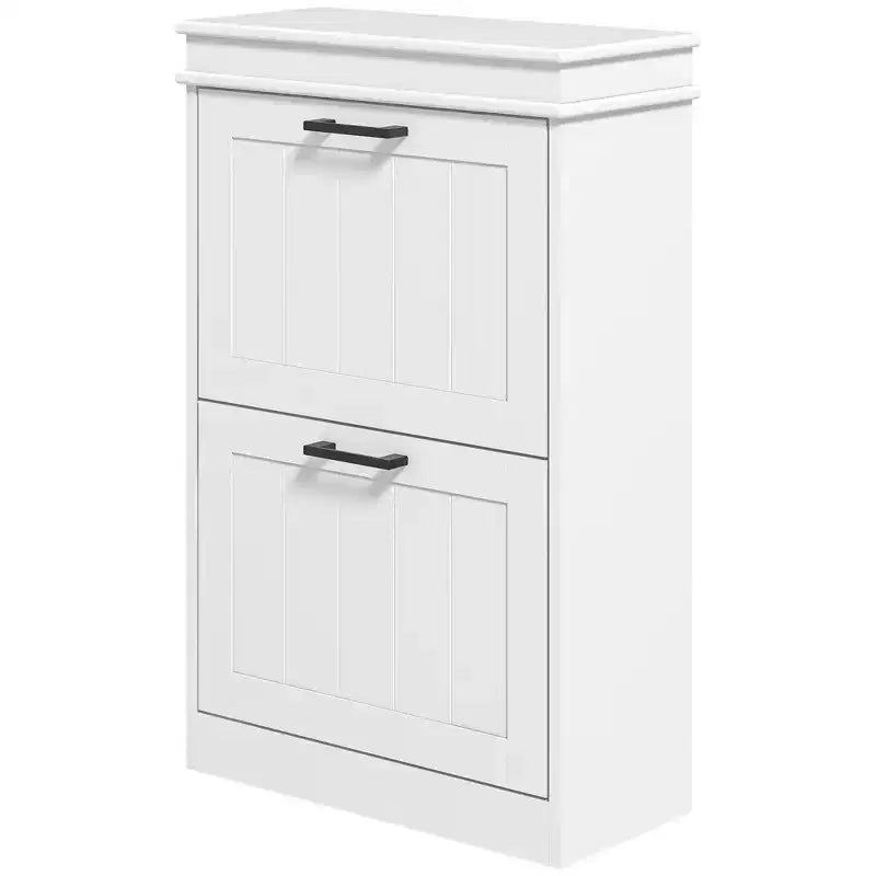 Scarpiera stretta con 2 ante a ribalta, ripiani regolabili, capacità 10 paia, 54 cm L x 82,5 cm A