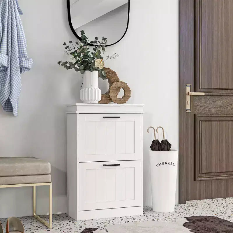 Scarpiera stretta con 2 ante a ribalta, ripiani regolabili, capacità 10 paia, 54 cm L x 82,5 cm A