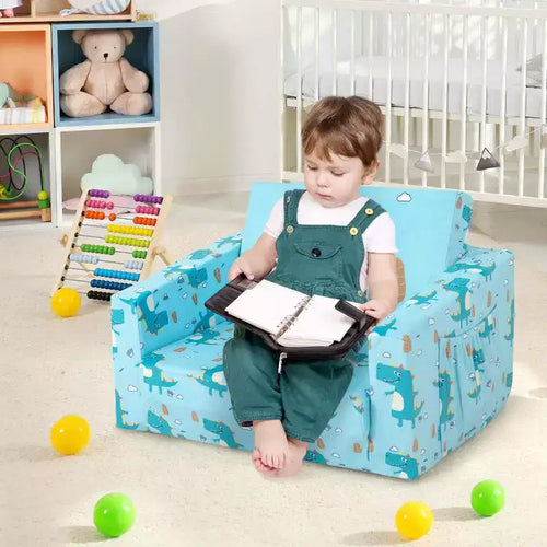 Divano letto convertibile 2 in 1 per bambini, in velluto, per bambini da 0 a 5 anni, capacità 50 kg