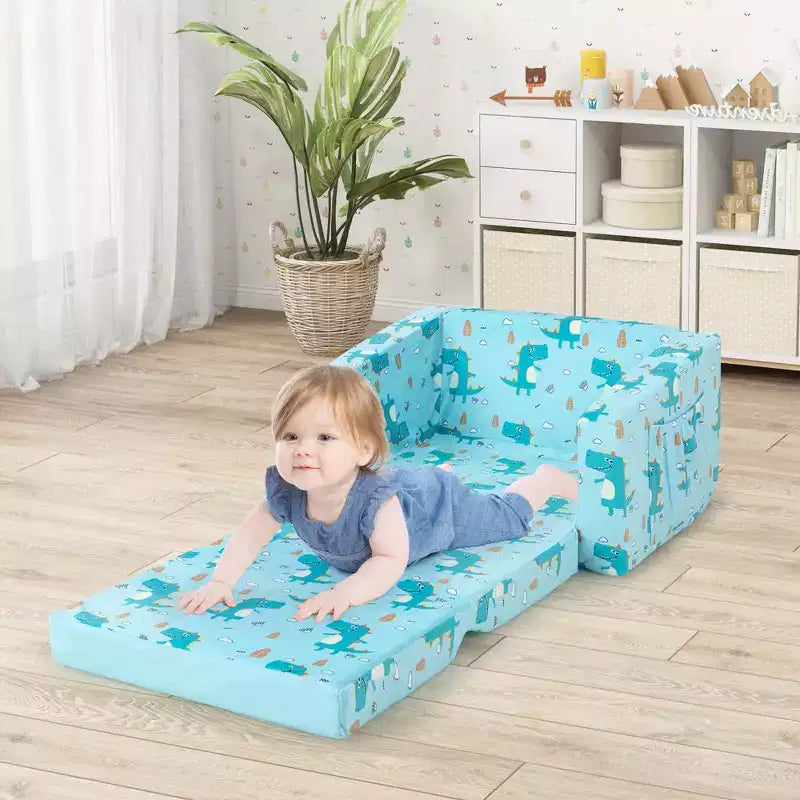 Divano letto convertibile 2 in 1 per bambini, in velluto, per bambini da 0 a 5 anni, capacità 50 kg