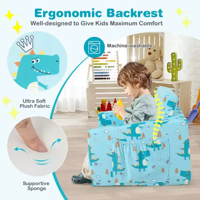 Divano letto convertibile 2 in 1 per bambini, in velluto, per bambini da 0 a 5 anni, capacità 50 kg