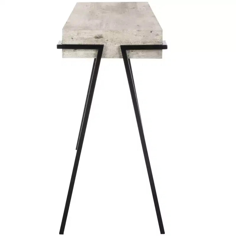 Consolle industriale con gambe a forcina, piano impiallacciato grigio, 120 cm P x 35 cm L x 75 cm A