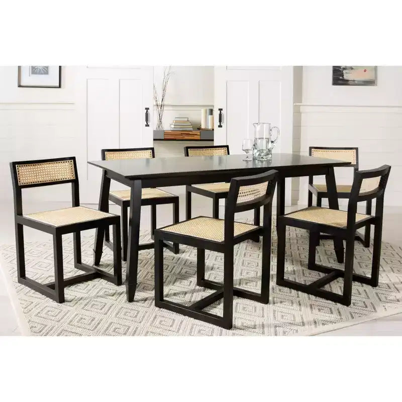 Tavolo da pranzo rettangolare, 6 posti, in mogano nero, 170 cm L x 80 cm P x 75 cm H