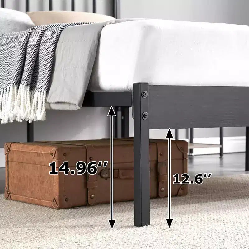 Telaio letto a piattaforma in metallo da 14" con testiera, nessuna base a molle richiesta, facile montaggio