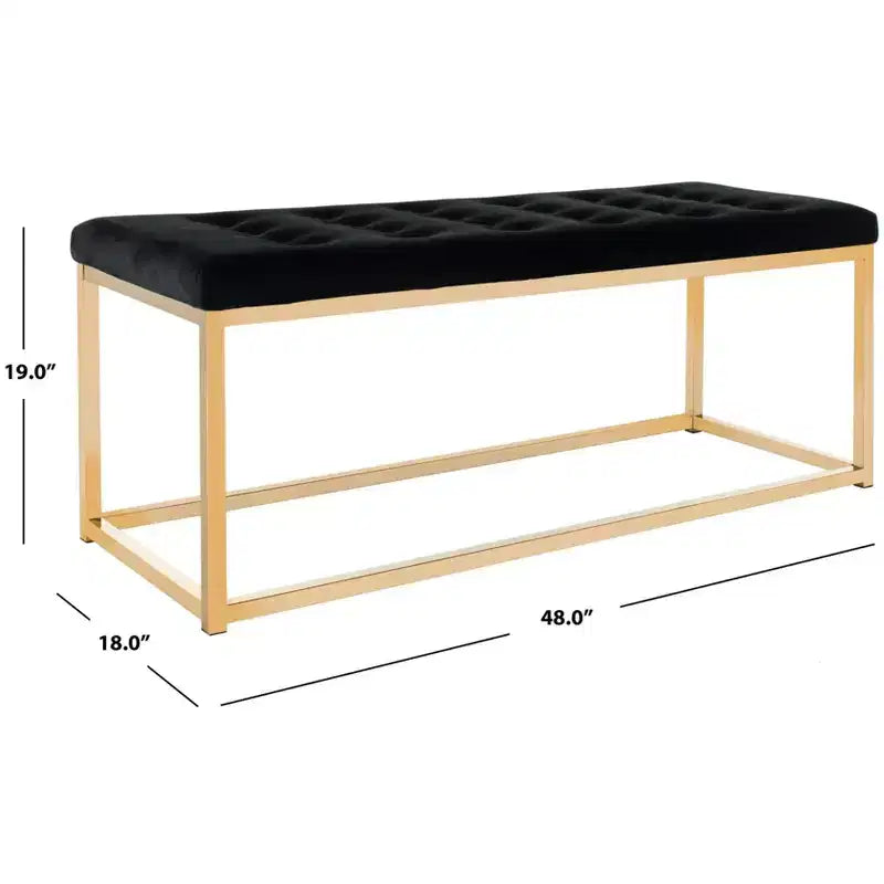 Panca imbottita in lino trapuntato con struttura in metallo, 122 cm L x 46 cm P x 48 cm A, capacità 250 kg