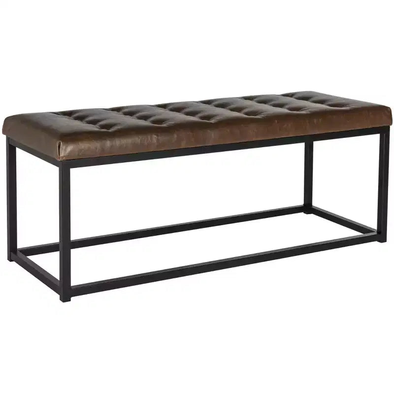 Panca imbottita in lino trapuntato con struttura in metallo, 122 cm L x 46 cm P x 48 cm A, capacità 250 kg