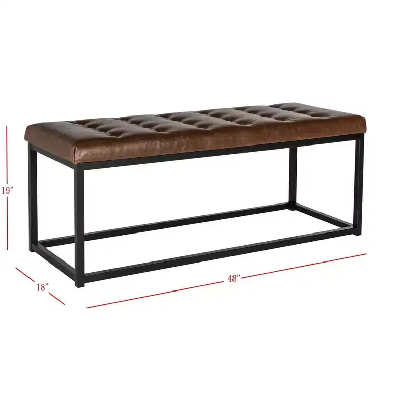 Panca imbottita in lino trapuntato con struttura in metallo, 122 cm L x 46 cm P x 48 cm A, capacità 250 kg