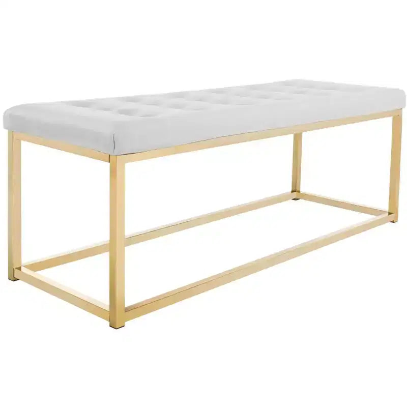 Panca imbottita in lino trapuntato con struttura in metallo, 122 cm L x 46 cm P x 48 cm A, capacità 250 kg