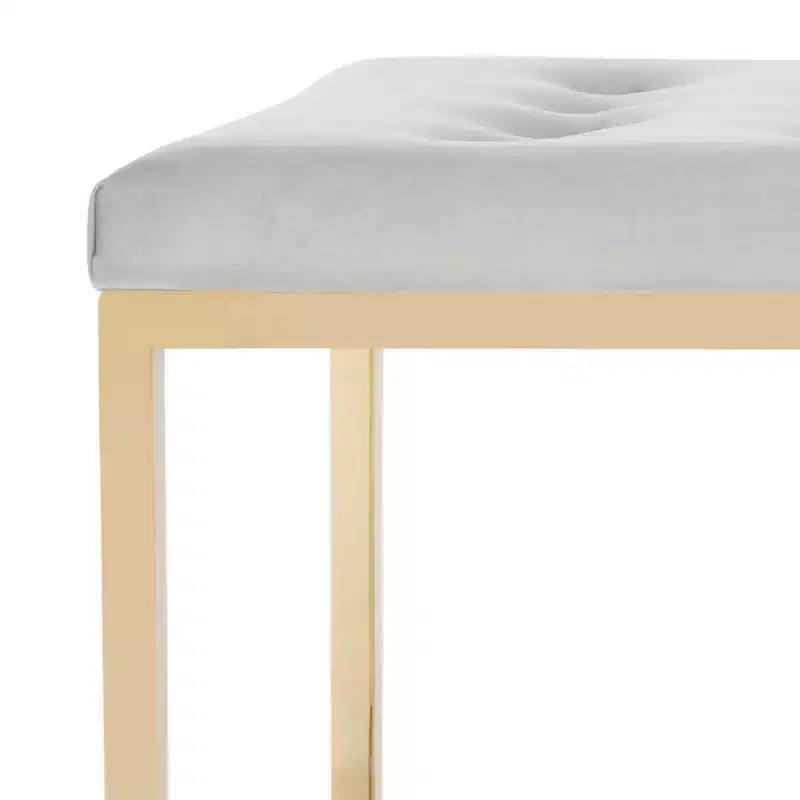 Panca imbottita in lino trapuntato con struttura in metallo, 122 cm L x 46 cm P x 48 cm A, capacità 250 kg