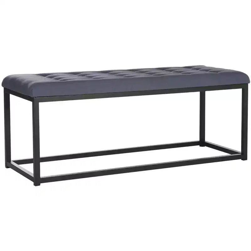 Panca imbottita in lino trapuntato con struttura in metallo, 122 cm L x 46 cm P x 48 cm A, capacità 250 kg