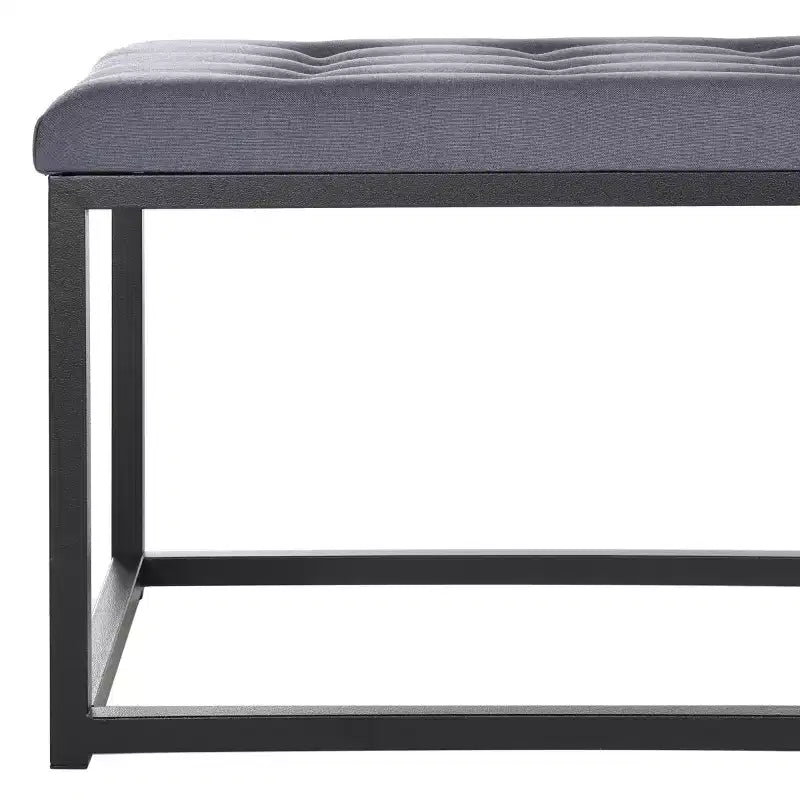 Panca imbottita in lino trapuntato con struttura in metallo, 122 cm L x 46 cm P x 48 cm A, capacità 250 kg
