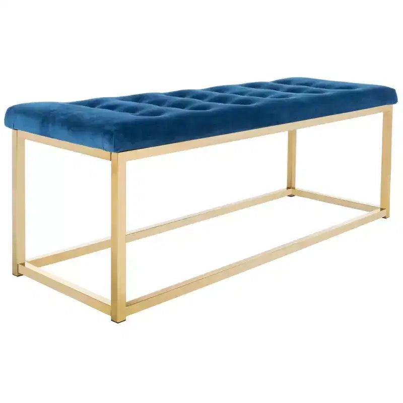 Panca imbottita in lino trapuntato con struttura in metallo, 122 cm L x 46 cm P x 48 cm A, capacità 250 kg