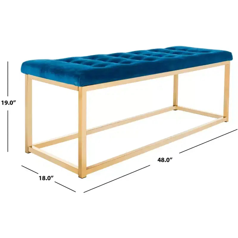 Panca imbottita in lino trapuntato con struttura in metallo, 122 cm L x 46 cm P x 48 cm A, capacità 250 kg