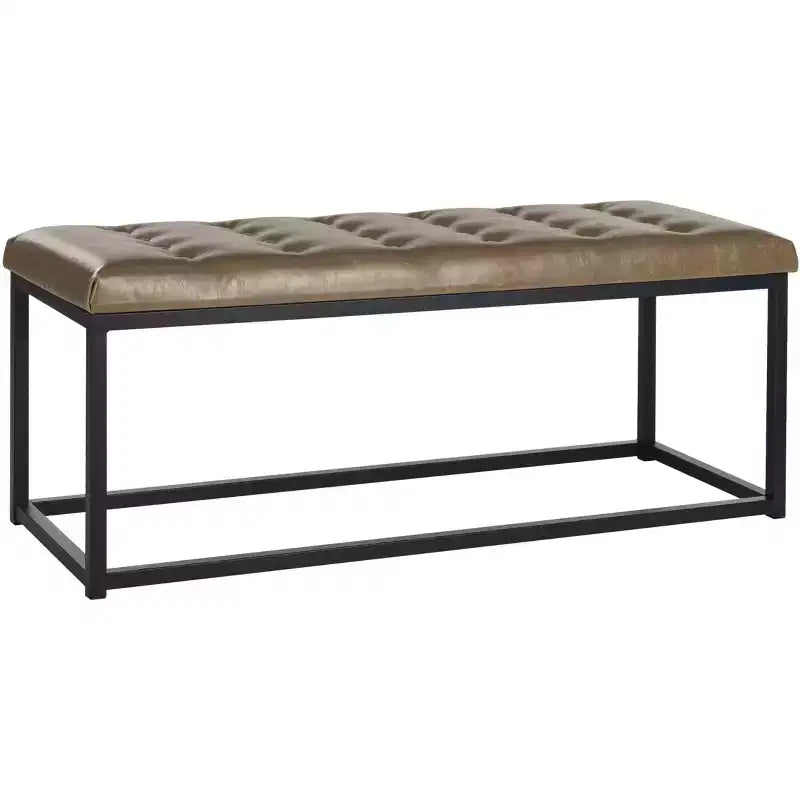 Panca imbottita in lino trapuntato con struttura in metallo, 122 cm L x 46 cm P x 48 cm A, capacità 250 kg