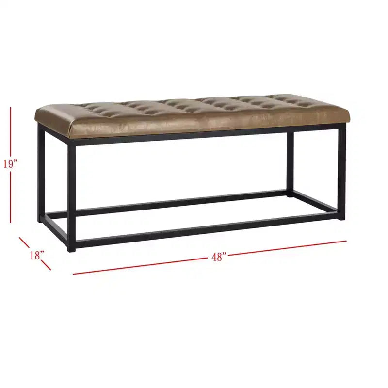 Panca imbottita in lino trapuntato con struttura in metallo, 122 cm L x 46 cm P x 48 cm A, capacità 250 kg