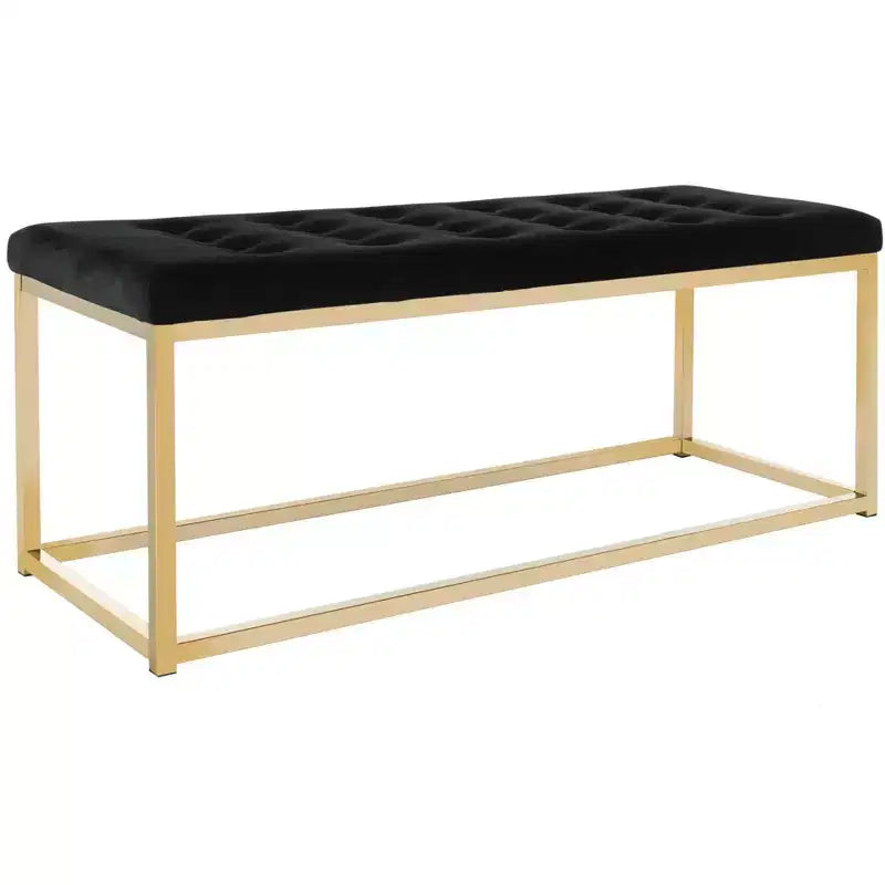 Panca imbottita in lino trapuntato con struttura in metallo, 122 cm L x 46 cm P x 48 cm A, capacità 250 kg