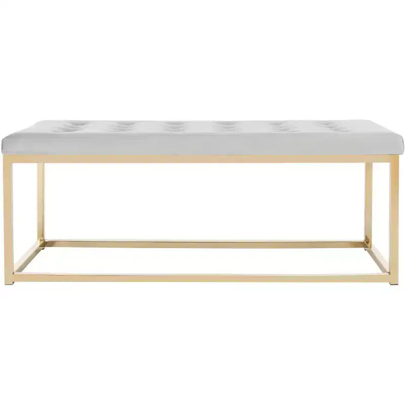 Panca imbottita in lino trapuntato con struttura in metallo, 122 cm L x 46 cm P x 48 cm A, capacità 250 kg