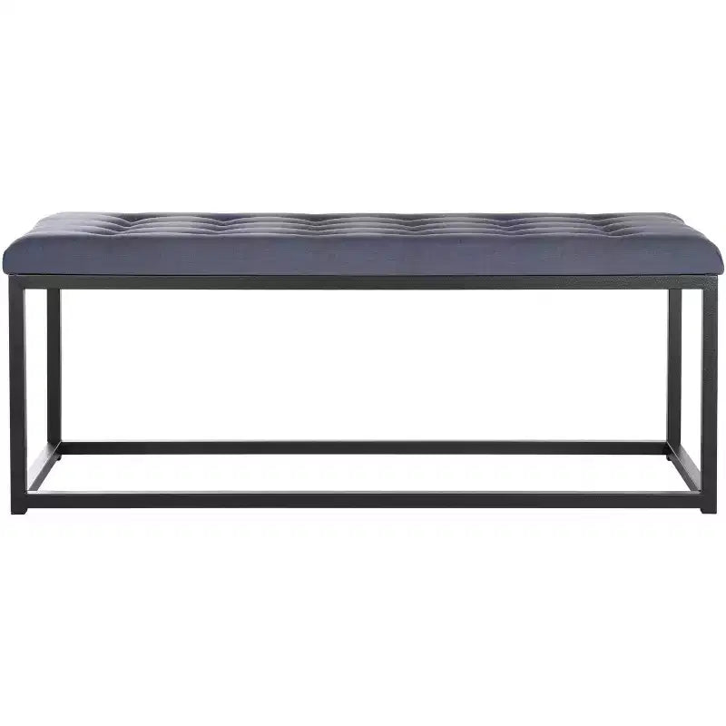 Panca imbottita in lino trapuntato con struttura in metallo, 122 cm L x 46 cm P x 48 cm A, capacità 250 kg