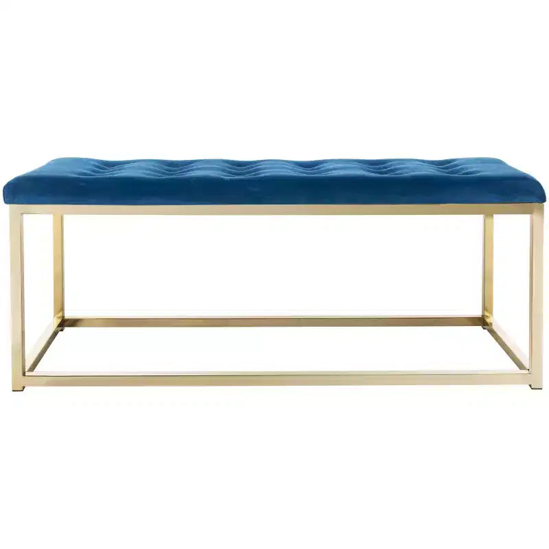 Panca imbottita in lino trapuntato con struttura in metallo, 122 cm L x 46 cm P x 48 cm A, capacità 250 kg