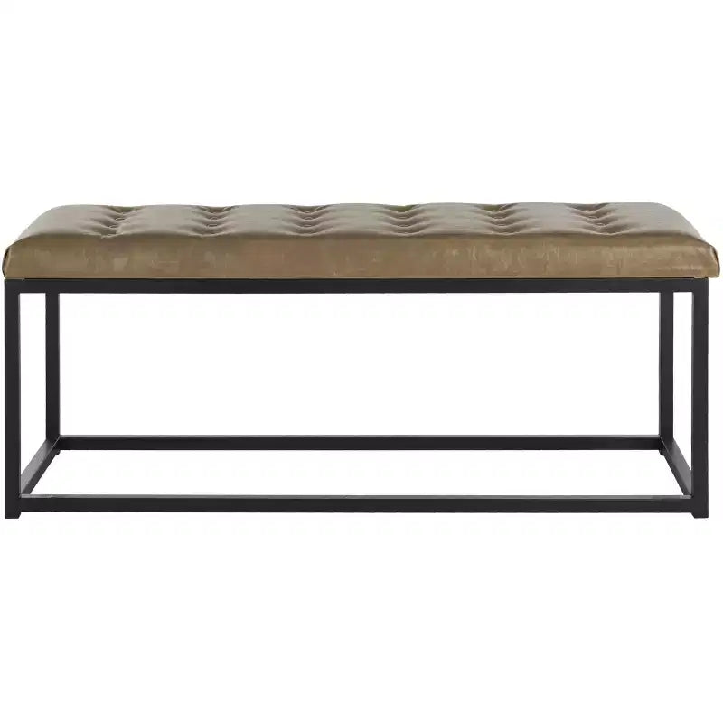Panca imbottita in lino trapuntato con struttura in metallo, 122 cm L x 46 cm P x 48 cm A, capacità 250 kg