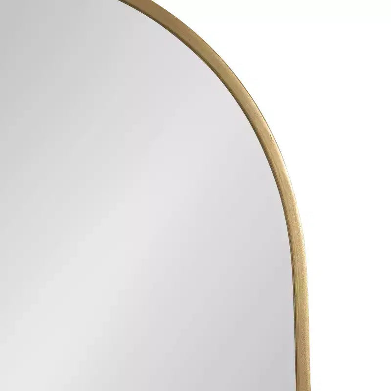 Specchio da Parete ad Arco con 4 Ganci in Metallo, 50,8 x 78,7 cm, Finitura Legno Naturale e Oro
