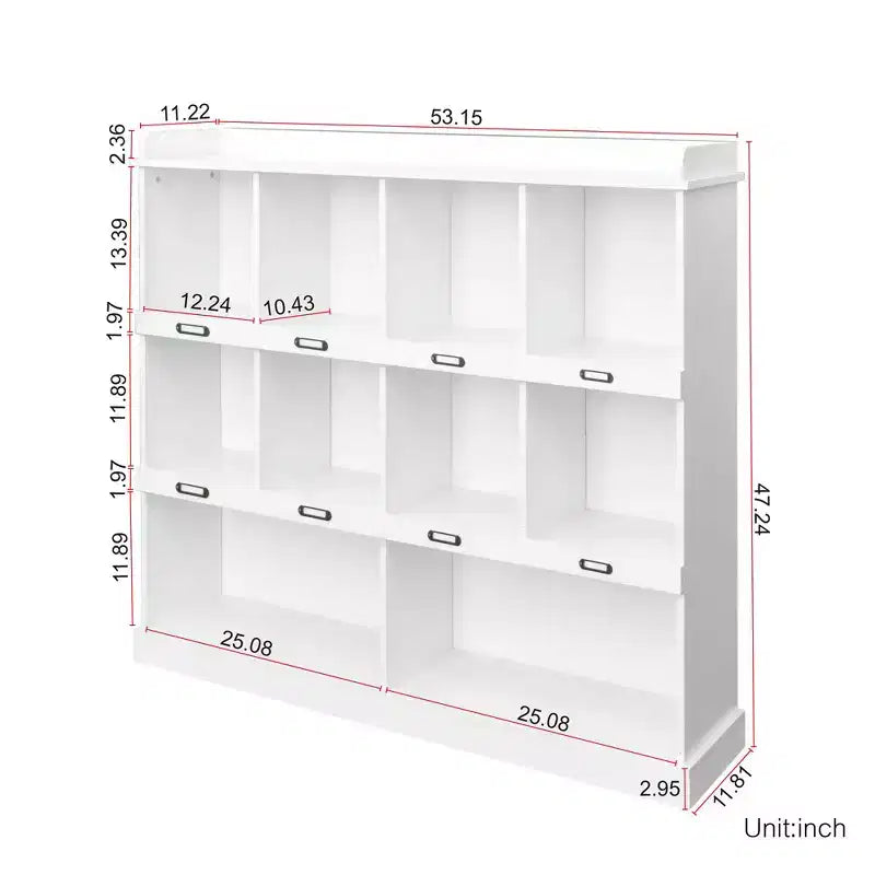 Libreria a 10 cubi autoportante, stile industriale vintage, 134,6 cm L x 119,4 cm H, MDF