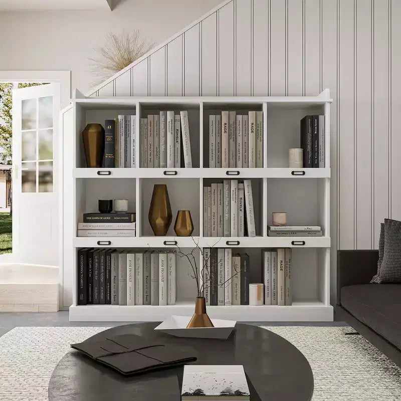 Libreria a 10 cubi autoportante, stile industriale vintage, 134,6 cm L x 119,4 cm H, MDF