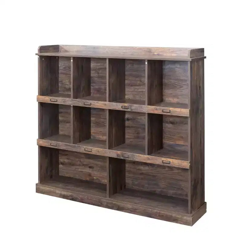 Libreria a 10 cubi autoportante, stile industriale vintage, 134,6 cm L x 119,4 cm H, MDF