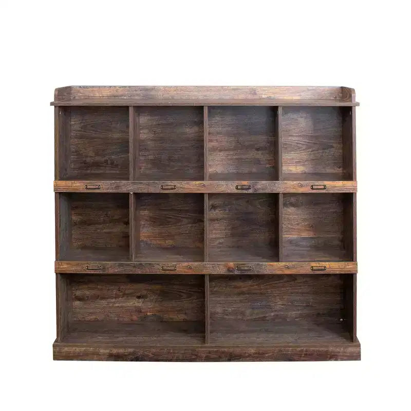 Libreria a 10 cubi autoportante, stile industriale vintage, 134,6 cm L x 119,4 cm H, MDF