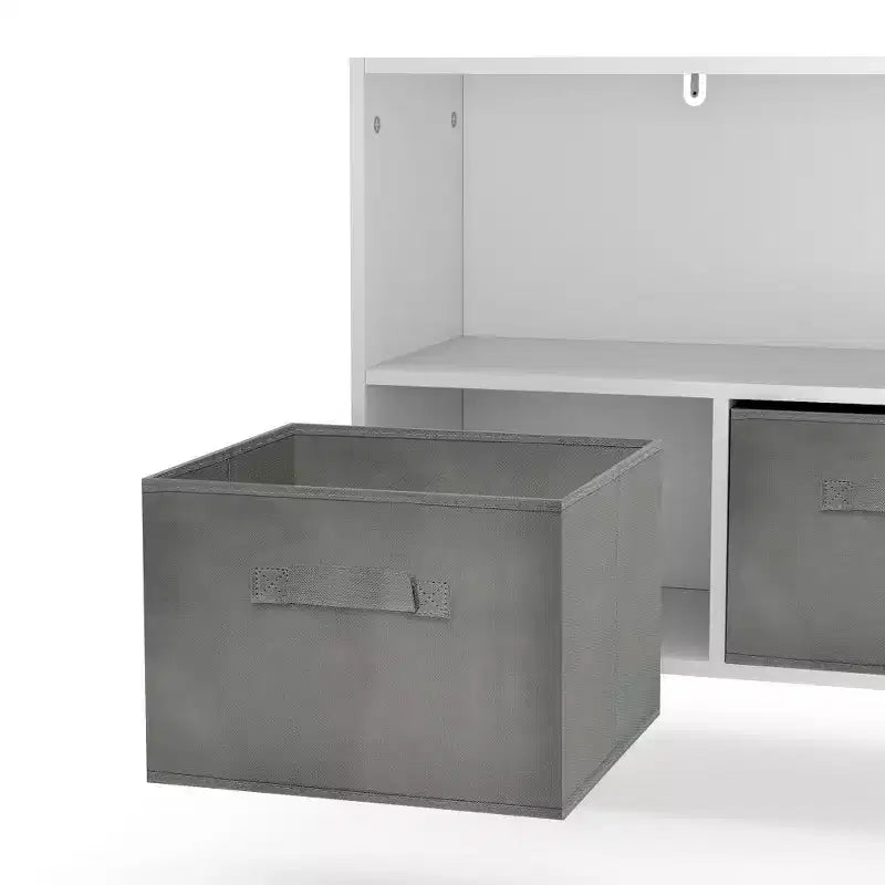 Libreria a 4 scomparti per bambini con cassetti in tessuto, in MDF, età 1-5