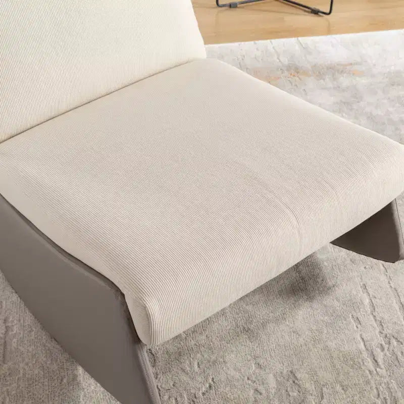 Poltrona a dondolo reclinabile moderna rivestita in velluto a coste con poggiapiedi, larghezza 63 cm, poltrona a dondolo da nursery