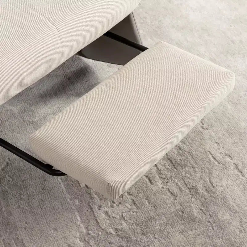 Poltrona a dondolo reclinabile moderna rivestita in velluto a coste con poggiapiedi, larghezza 63 cm, poltrona a dondolo da nursery