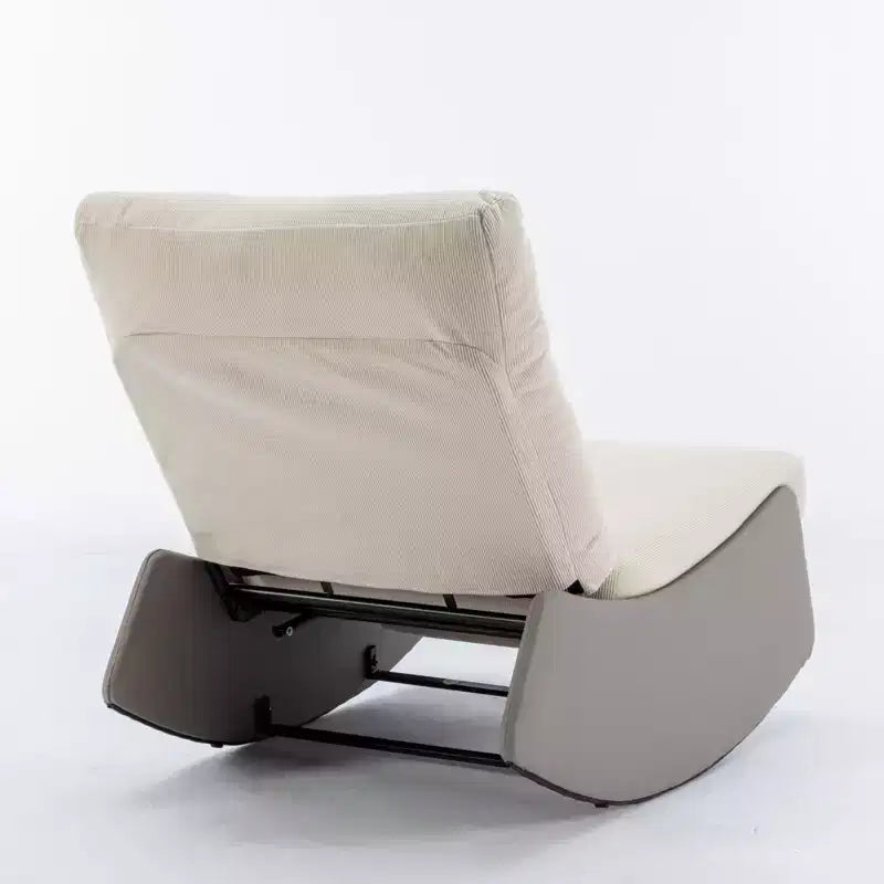 Poltrona a dondolo reclinabile moderna rivestita in velluto a coste con poggiapiedi, larghezza 63 cm, poltrona a dondolo da nursery