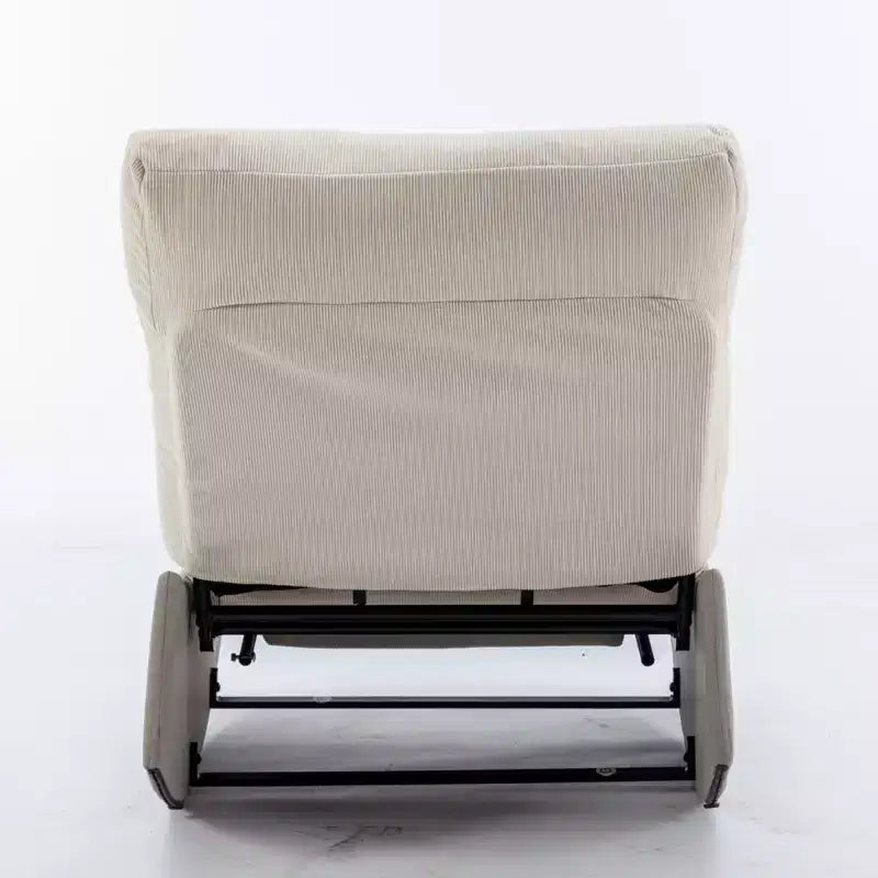 Poltrona a dondolo reclinabile moderna rivestita in velluto a coste con poggiapiedi, larghezza 63 cm, poltrona a dondolo da nursery