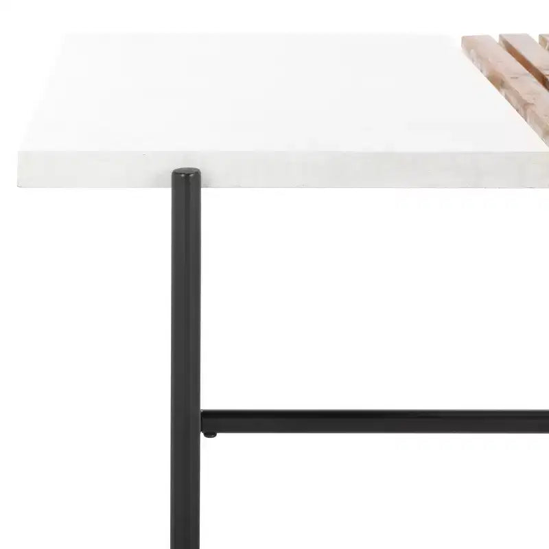 Tavolino da caffè con piano scanalato in legno di abete e base a cavalletto in finto marmo, 106,7 cm L x 59,9 cm P x 41,1 cm H